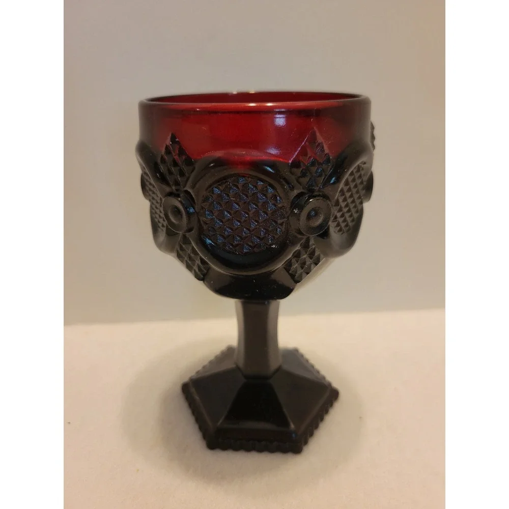 Avon 1876 Cape Cod Water Goblet Candle Holder Vintage Ruby Red Glass Victorian